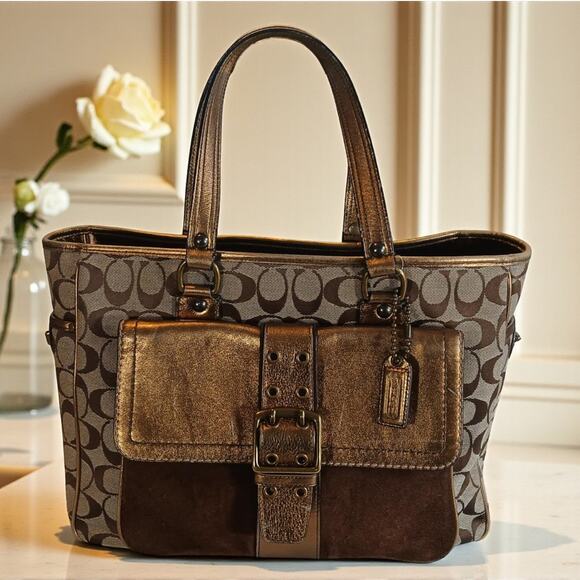 Coach Signature Canvas/Leather Vintage Tote - Rare! - Picture 1 of 16